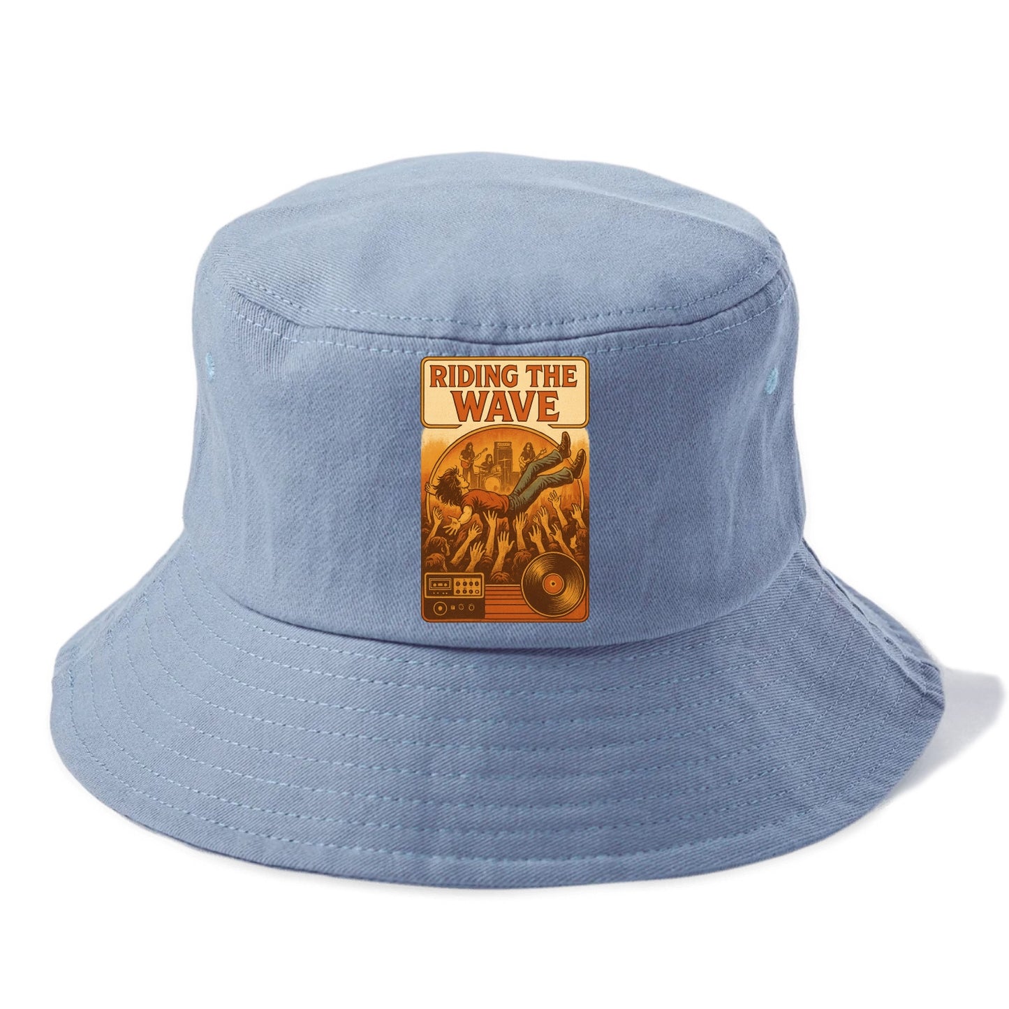 Crowd surfing at packed concert - "Riding the Wave" - concert energy - Bucket Hat - Summer Sky(Blue)