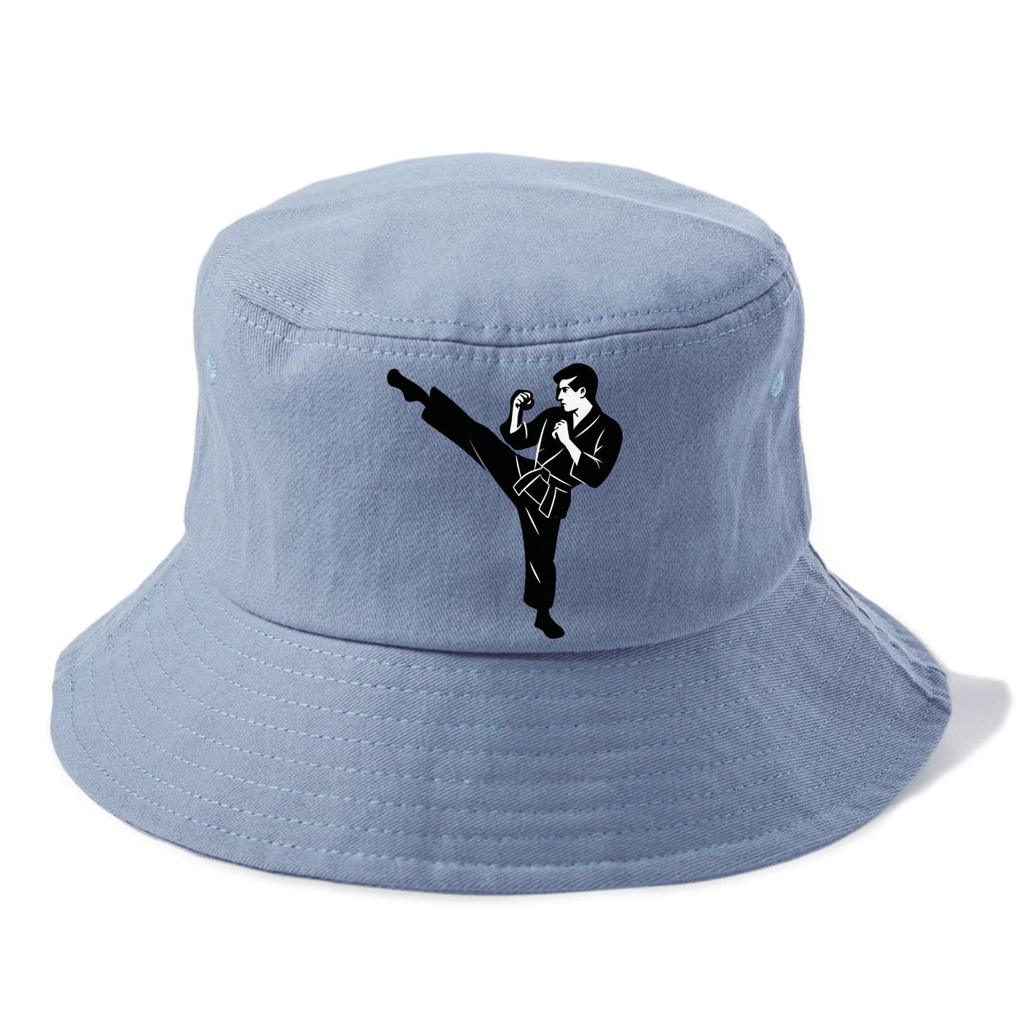 Martial artist performing a high kick - Bucket Hat - Summer Sky(Blue)