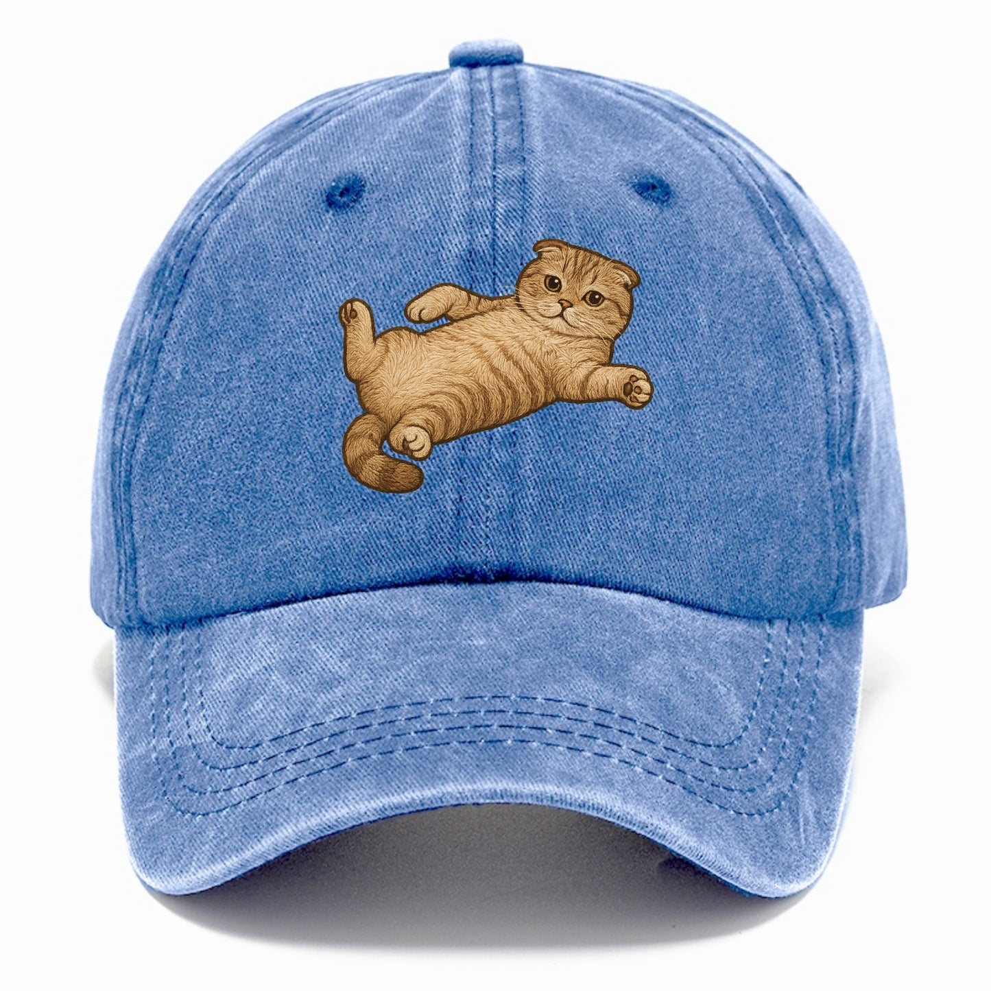 Scottish Fold  fully relaxed sprawled ou Classic Cap - Summer Sky(Blue)