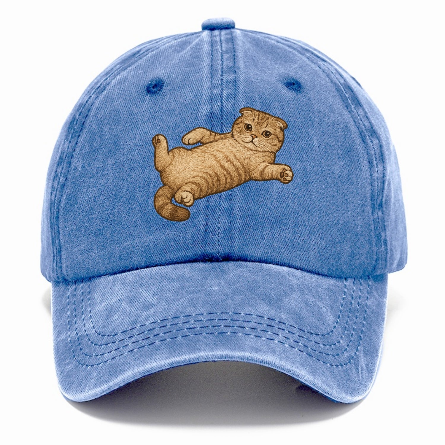 Scottish Fold  fully relaxed sprawled ou Classic Cap - Summer Sky(Blue)