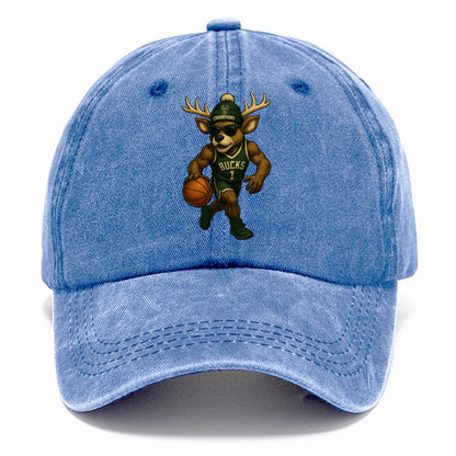 Milwaukee Buck Deer wearing Bucks green and cream beanie with antlers and wayfarer - Classic Cap - Summer Sky(Blue)