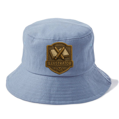 Pencils and sketchbook - illustrator badge - Bucket Hat - Summer Sky(Blue)