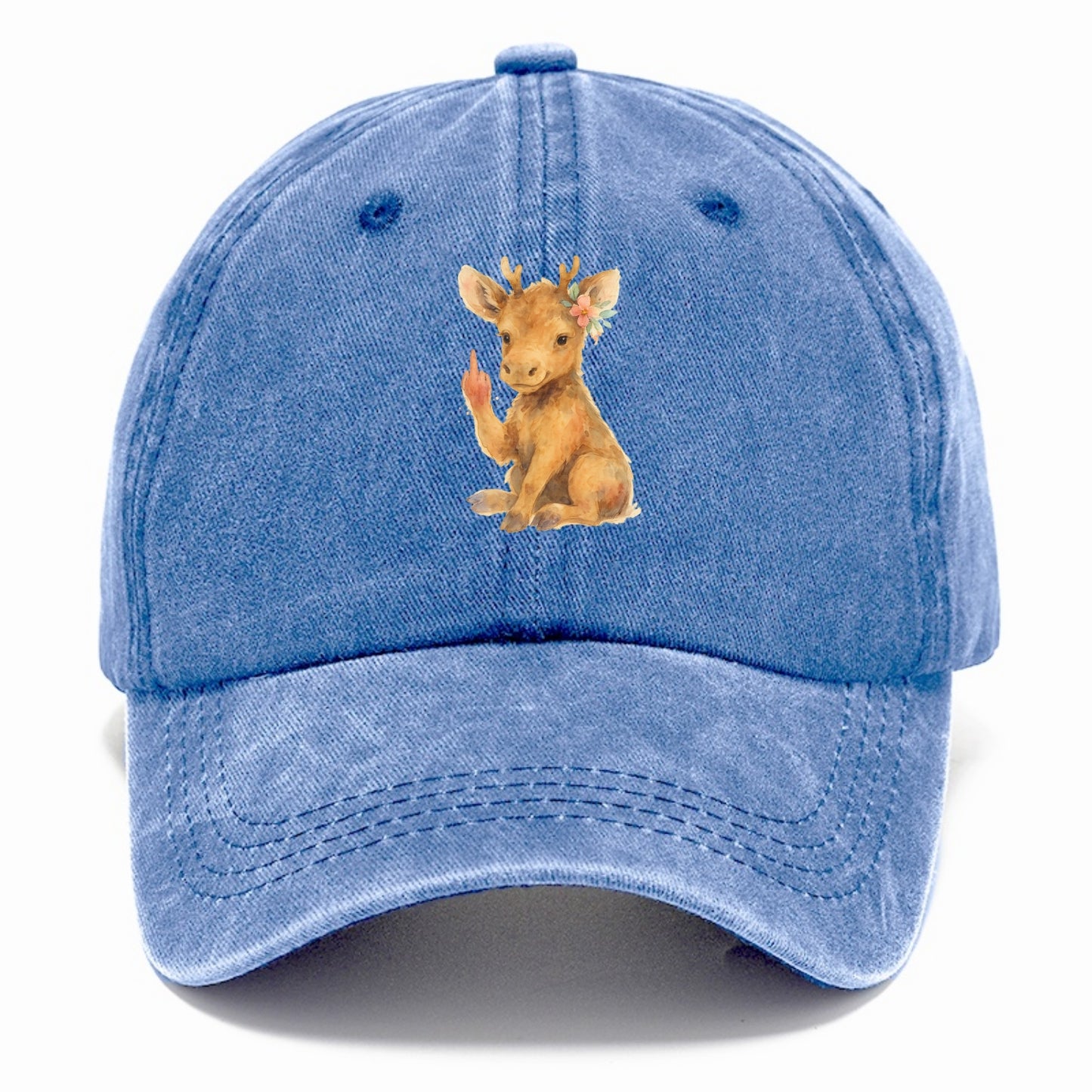 baby moose with adorable tiny antlers, one hoof raised in attitude - Classic Cap - Summer Sky(Blue)