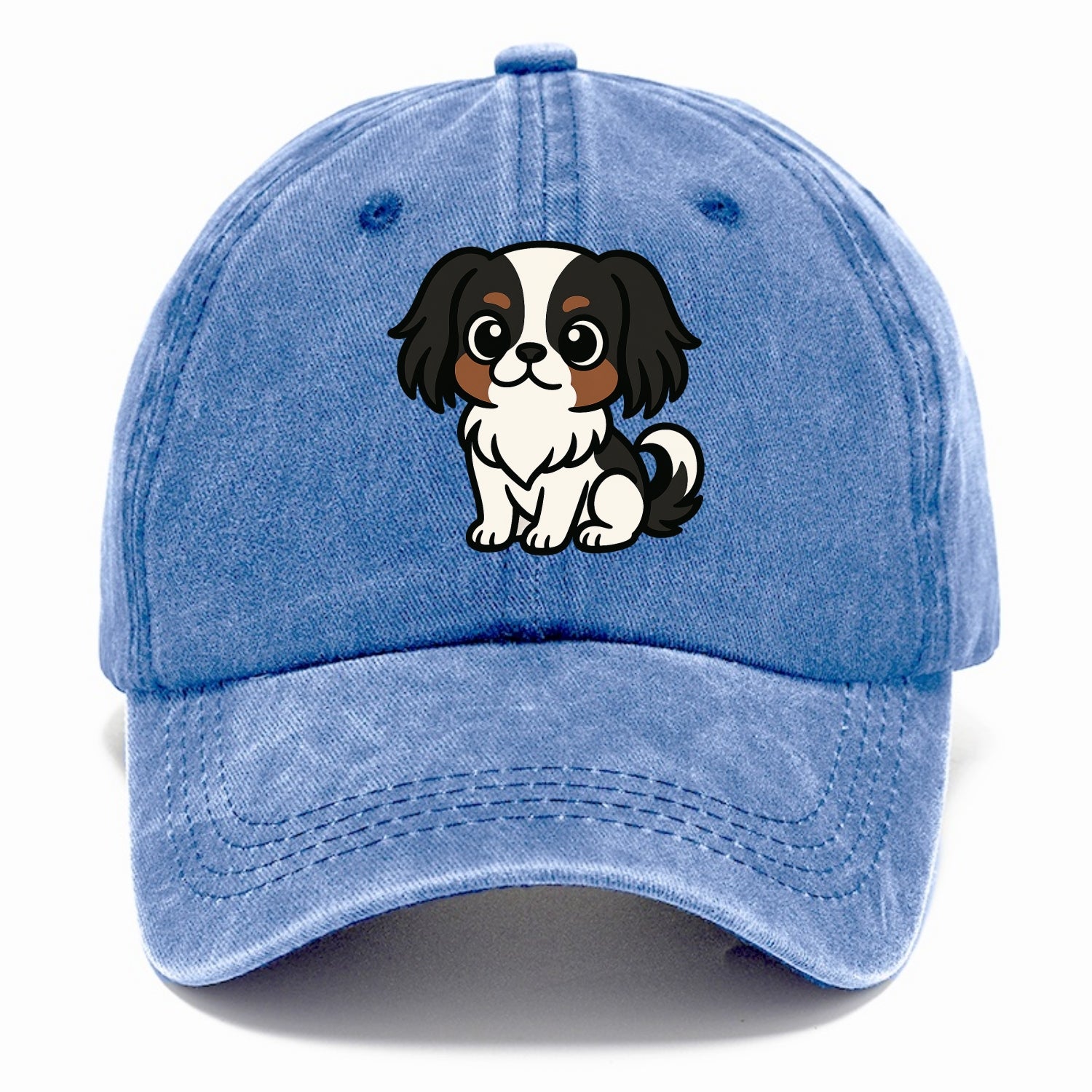 Japanese Chin - Black and white sitting pose - Classic Cap - Summer Sky(Blue)