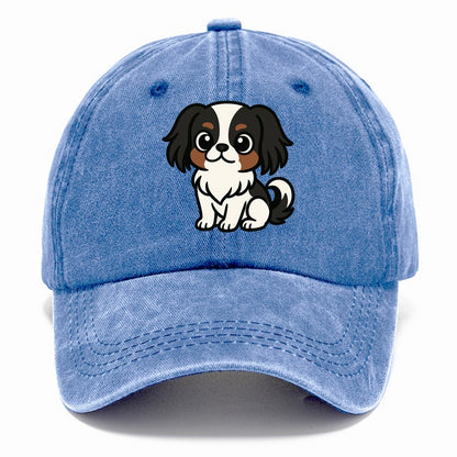 Japanese Chin - Black and white sitting pose - Classic Cap - Summer Sky(Blue)