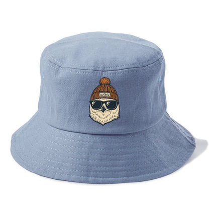 Quebec City Snowy Owl wearing Quebec beanie with pom pom and wayfarer sunglasses - Bucket Hat - Summer Sky(Blue)