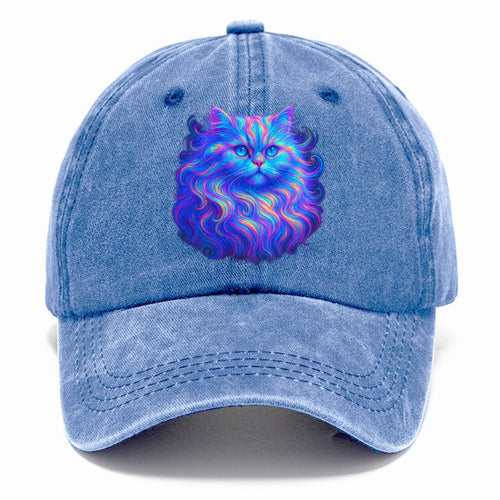 Luxurious Persian cat with flowing fur that refracts into rainbow prisms, soft pastel - Classic Cap