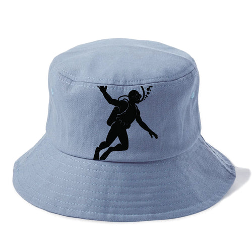 Scuba diver descending with gear - Bucket Hat