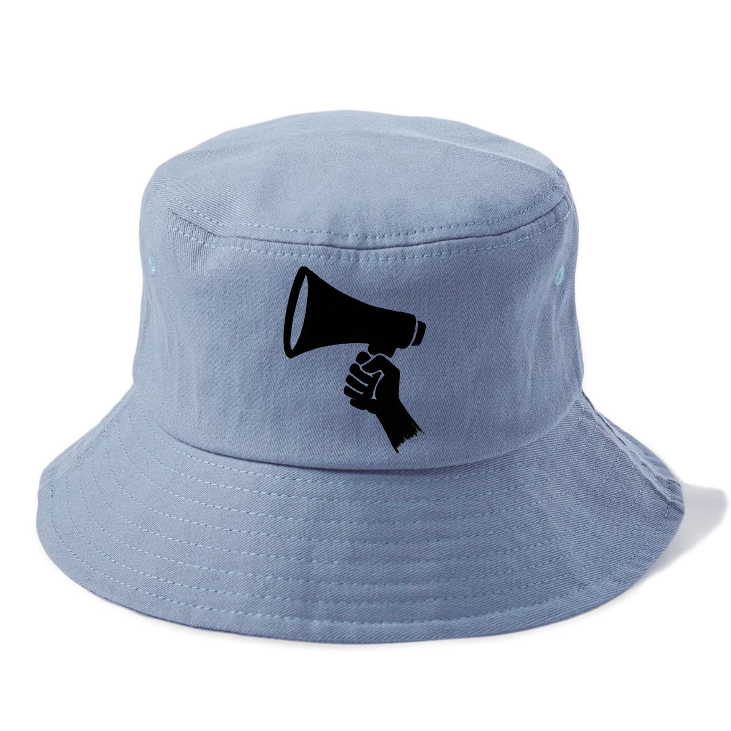 Megaphone silhouette - voice and protest ink brushwork - Bucket Hat - Summer Sky(Blue)