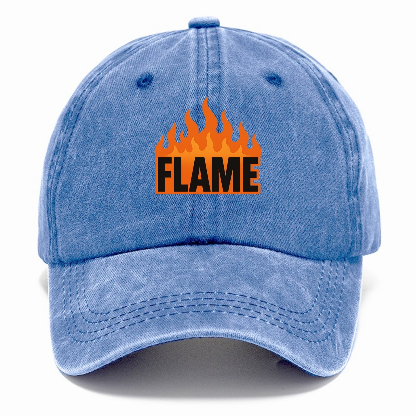 Bold typography design - "FLAME" - burning bright, passionate - Classic Cap - Summer Sky(Blue)
