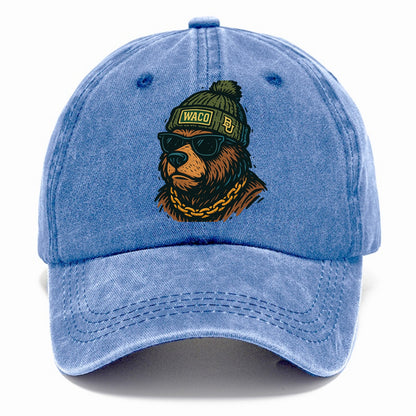 Waco Bear wearing Baylor beanie with BU patch - Classic Cap - Summer Sky(Blue)