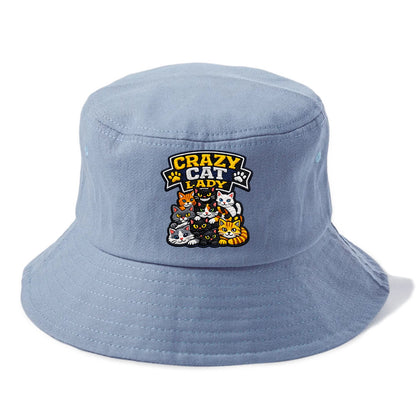 CRAZY CAT LADY - cat pile in multicolor , cat collector - Bucket Hat - Summer Sky(Blue)