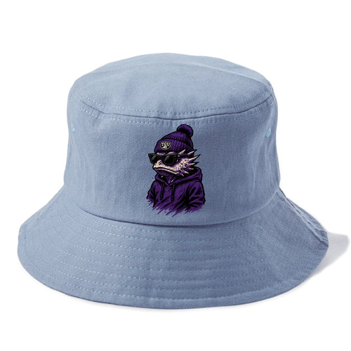 Fort Worth Horned Frog wearing TCU beanie with frog patch - Bucket Hat