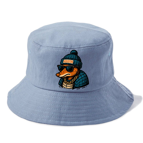 Houston Armadillo wearing Houston beanie with pom pom and wayfarer sunglasses - Bucket Hat