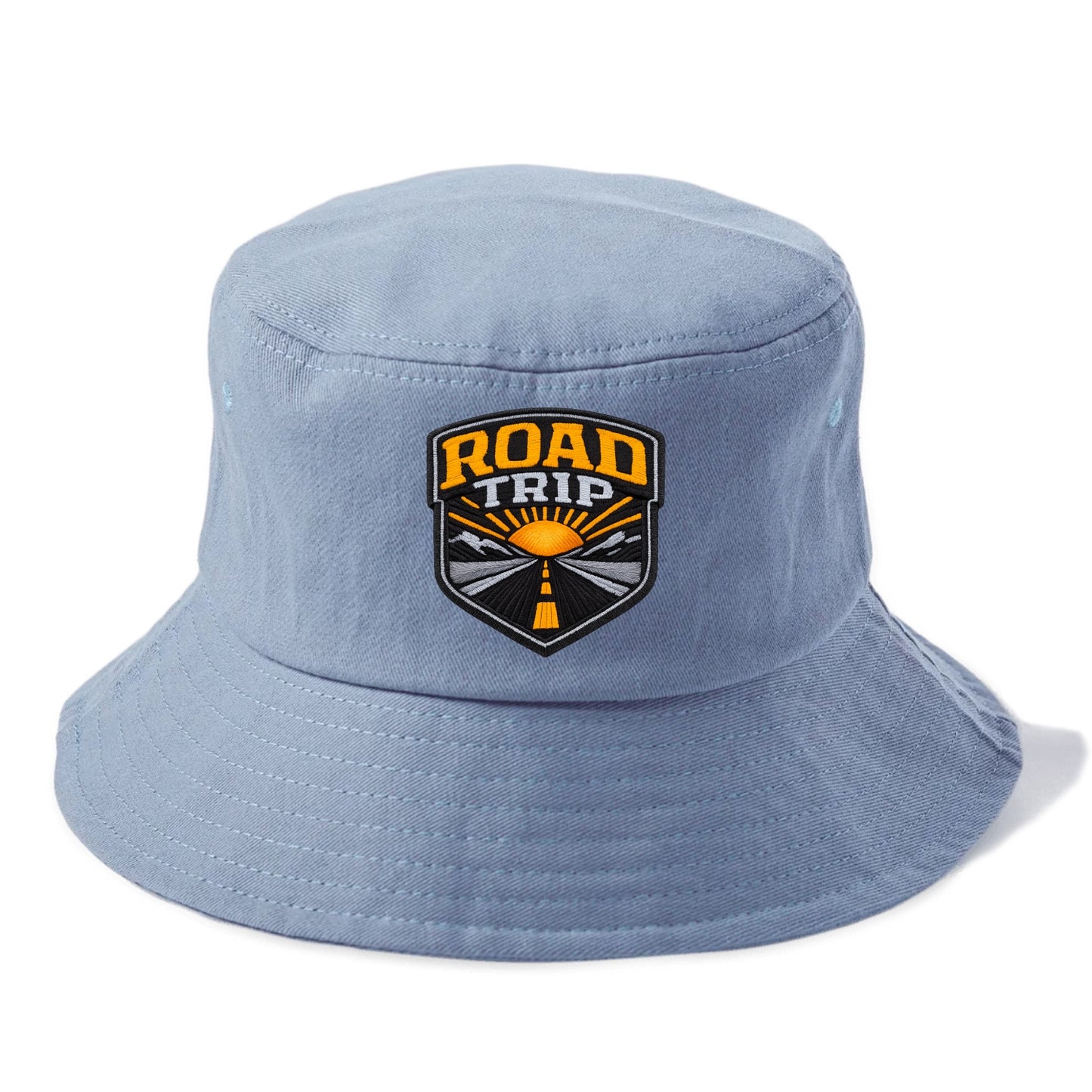 ROAD TRIP - highway and sun in orange and gray , open road - Bucket Hat - Summer Sky(Blue)