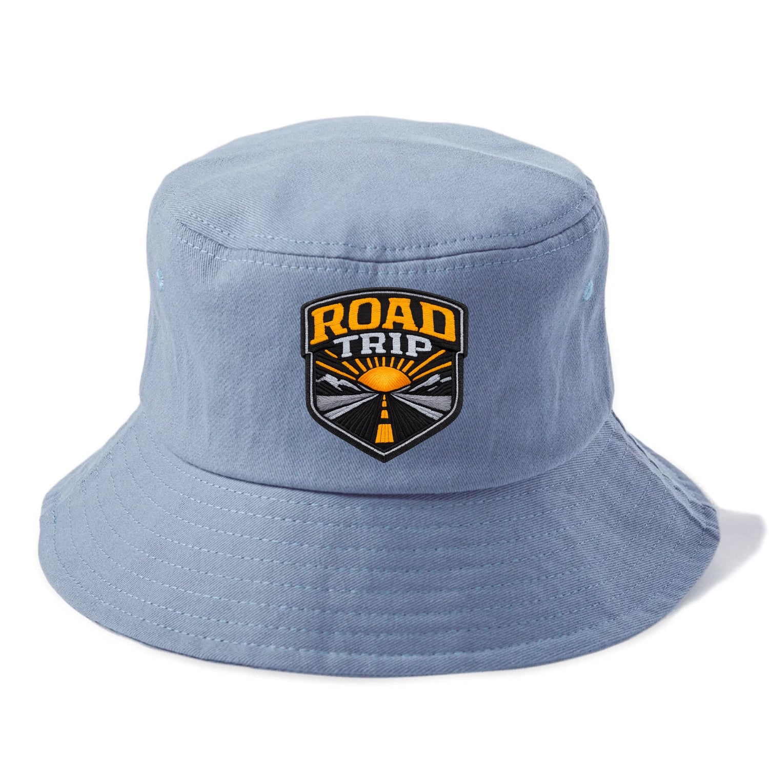 ROAD TRIP - highway and sun in orange and gray , open road - Bucket Hat - Summer Sky(Blue)
