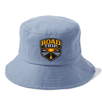 ROAD TRIP - highway and sun in orange and gray , open road - Bucket Hat - Summer Sky(Blue)