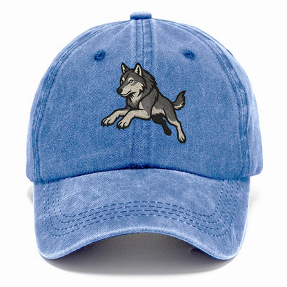 Wolf Leaping Action  - Classic Cap - Summer Sky(Blue)