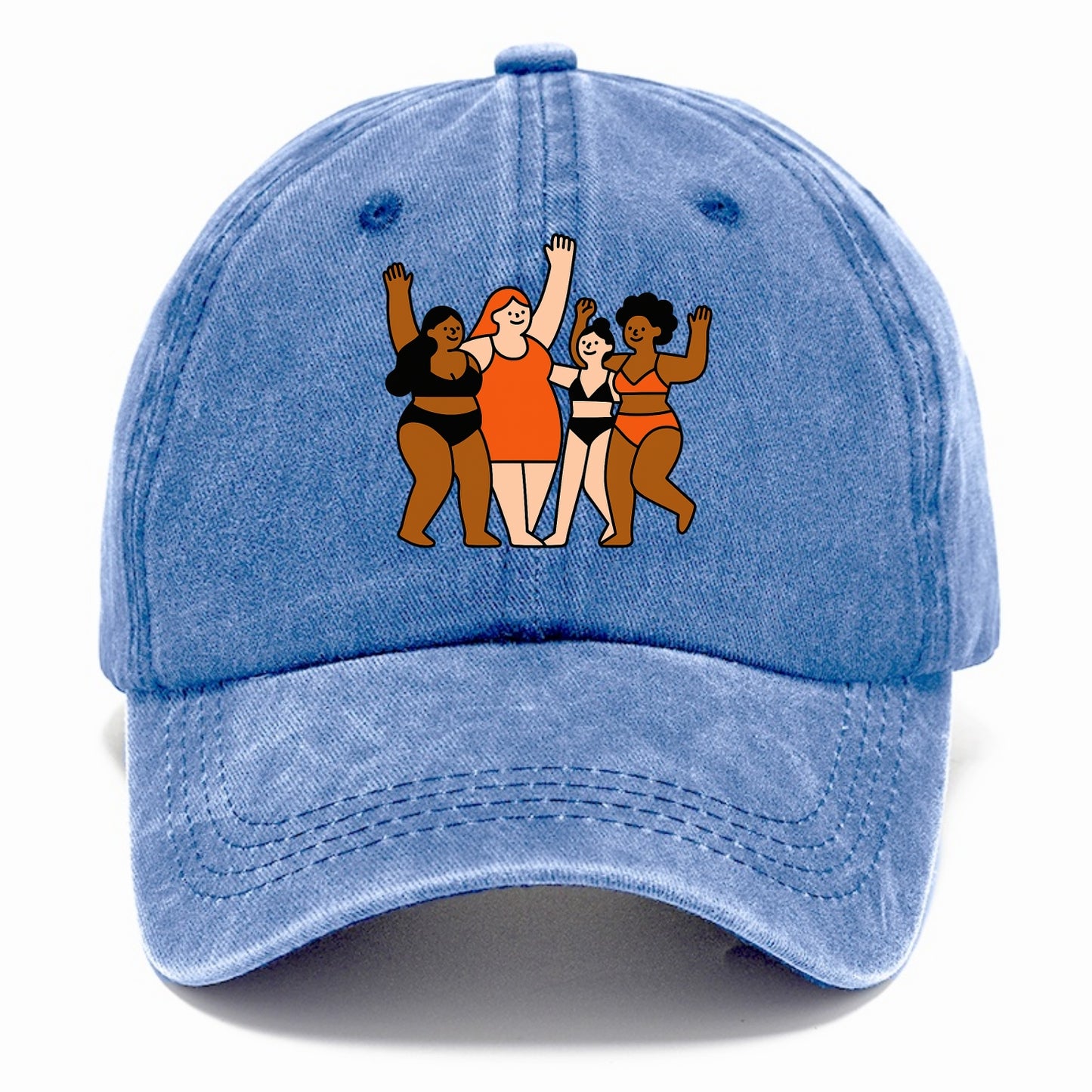 Diverse body types celebrating together - body positivity movement, all bodies are - Classic Cap - Summer Sky(Blue)