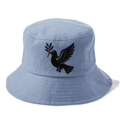 Dove carrying olive branch - peace movement ink painting - Bucket Hat - Summer Sky(Blue)