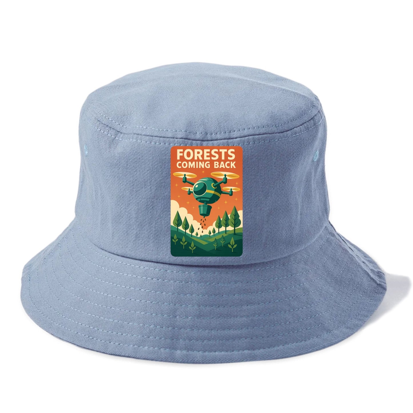 Reforestation drone planting millions of trees - "Forests Coming Back" - nature - Bucket Hat - Summer Sky(Blue)