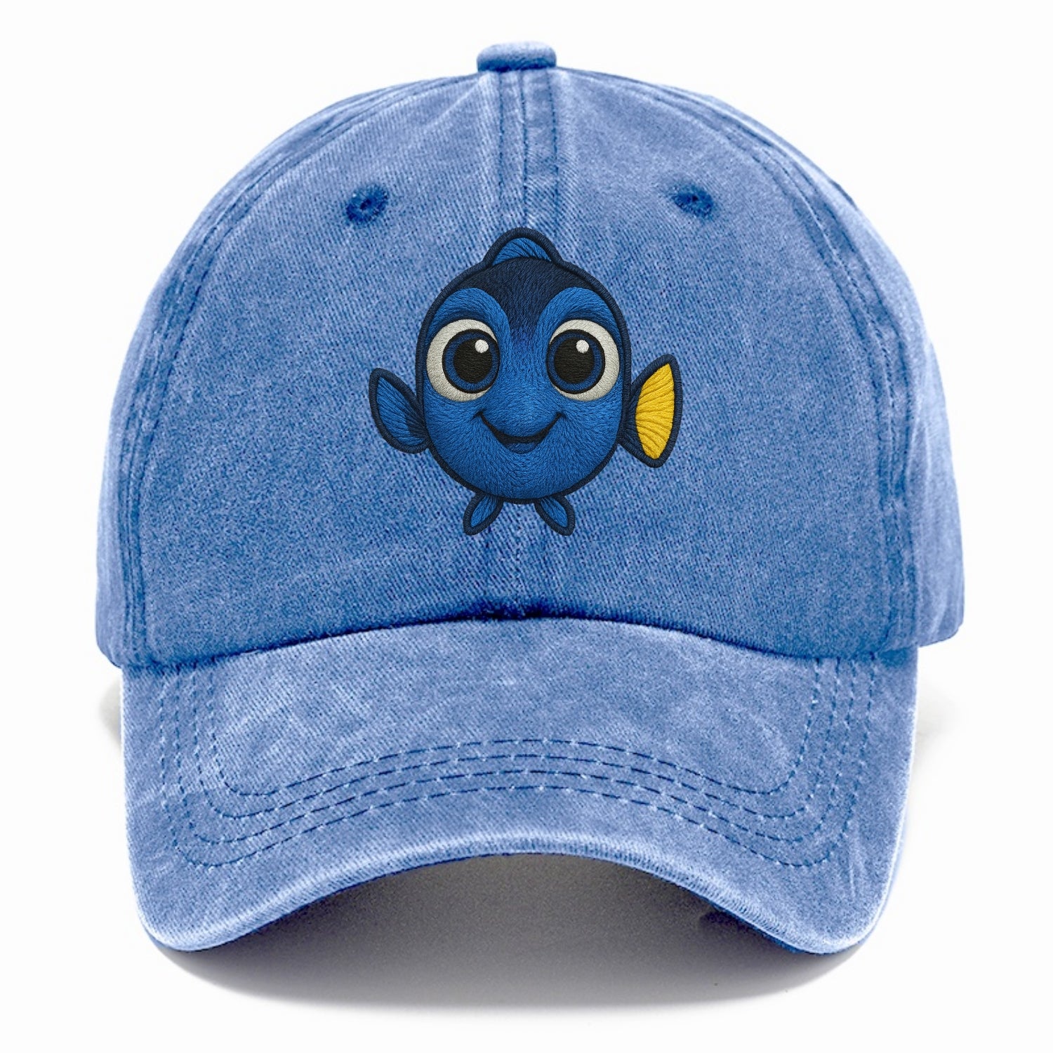 Baby Blue Tang - bright blue with yellow tail, big eyes, front-facing, Dory-style - Classic Cap - Summer Sky(Blue)