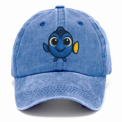 Baby Blue Tang - bright blue with yellow tail, big eyes, front-facing, Dory-style - Classic Cap - Summer Sky(Blue)