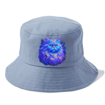 Luxurious Persian cat with flowing fur that refracts into rainbow prisms, soft pastel - Bucket Hat - Summer Sky(Blue)