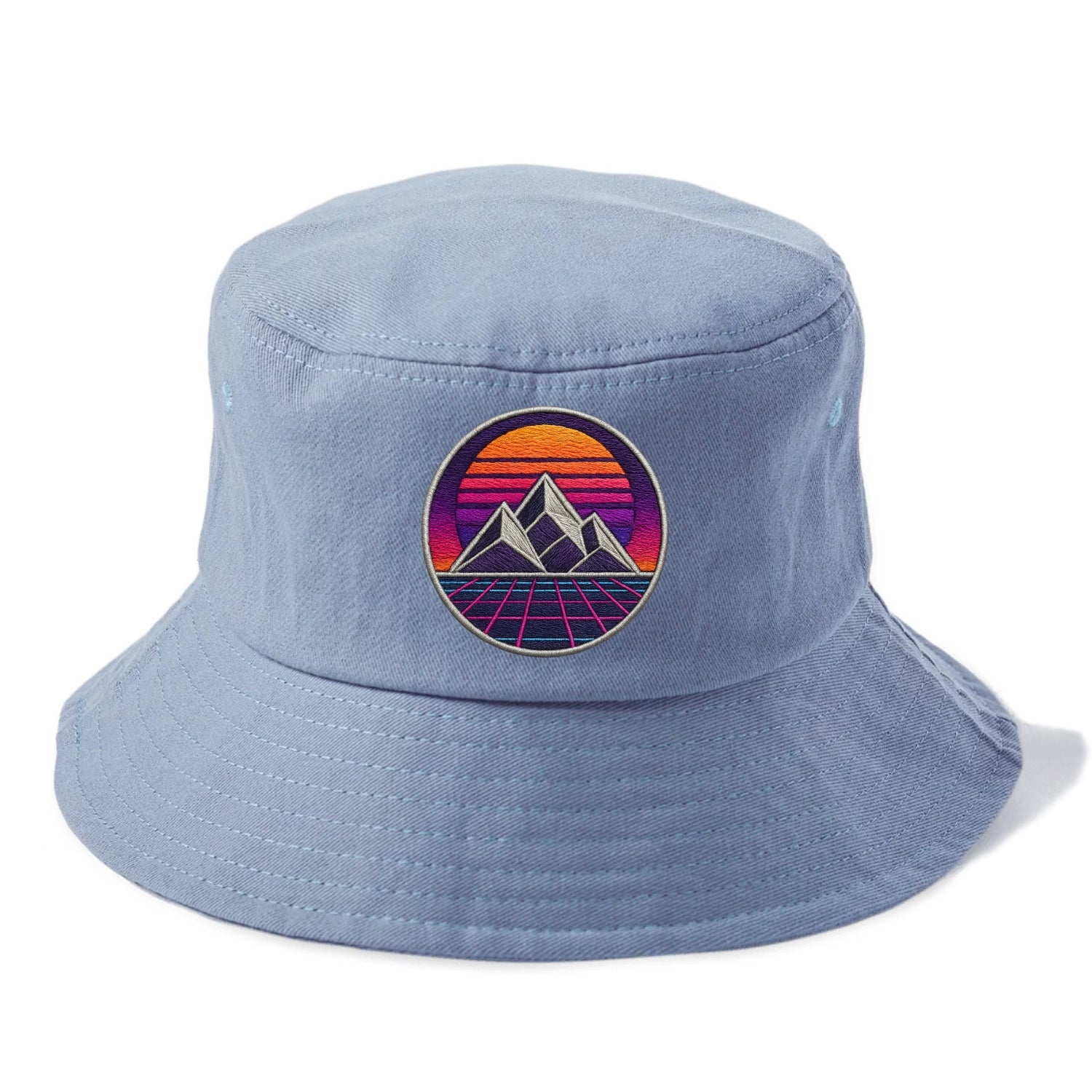 Retrowave Mountains - Bucket Hat - Summer Sky(Blue)