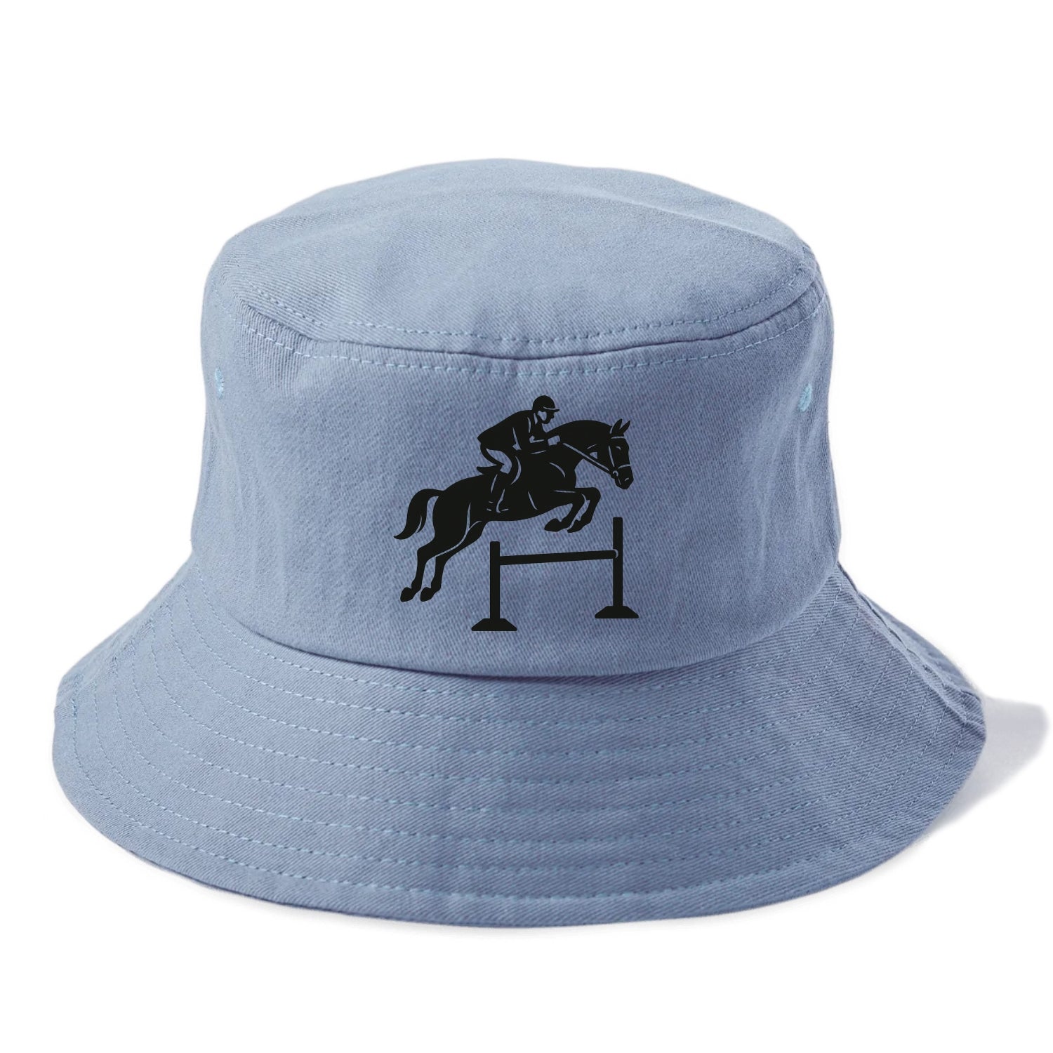 Equestrian jumping over obstacle - Bucket Hat - Summer Sky(Blue)