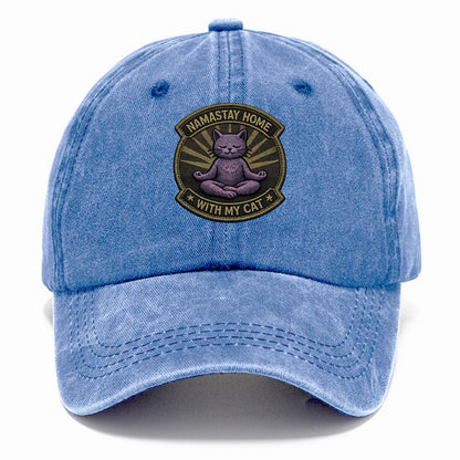 NAMASTAY HOME WITH MY CAT - yoga cat in purple , introvert cat - Classic Cap - Summer Sky(Blue)