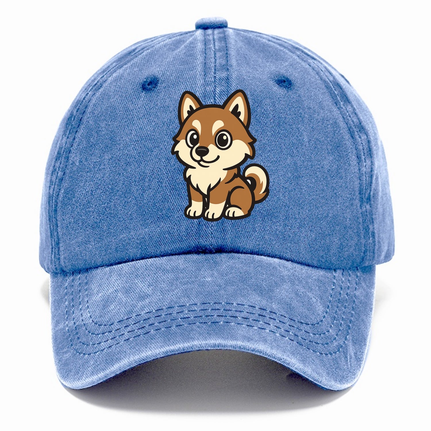 Pomsky - Pomeranian-Husky mix sitting pose - Classic Cap - Summer Sky(Blue)