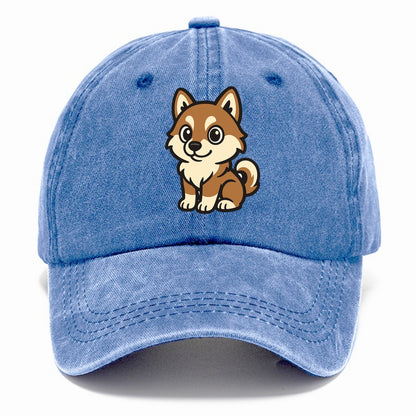 Pomsky - Pomeranian-Husky mix sitting pose - Classic Cap - Summer Sky(Blue)