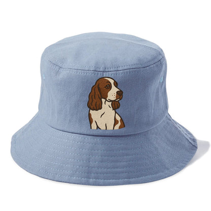English Cocker Spaniel - Liver and white embroidered design - Bucket Hat - Summer Sky(Blue)