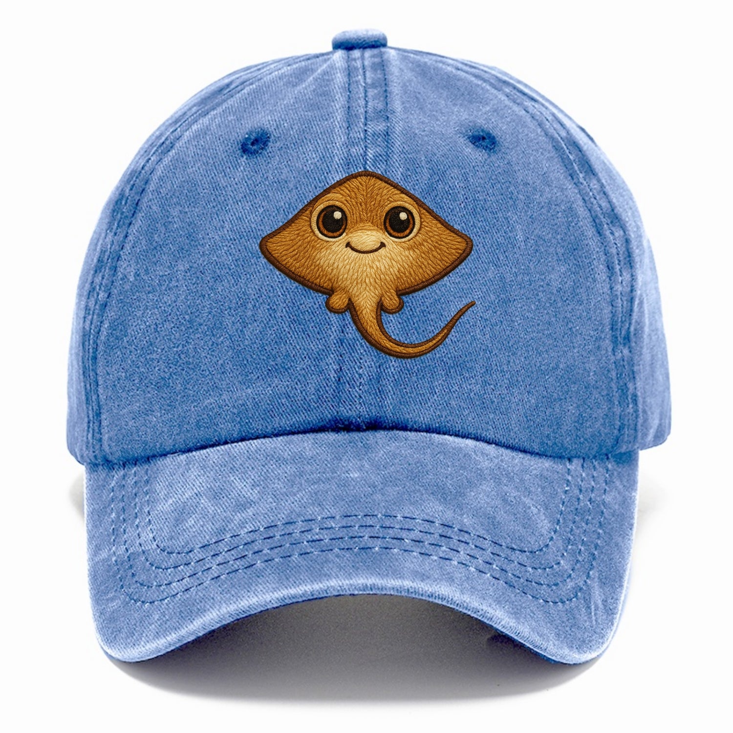 Baby Stingray - flat body, long tail, eyes on top, front-facing, friendly - Classic Cap - Summer Sky(Blue)