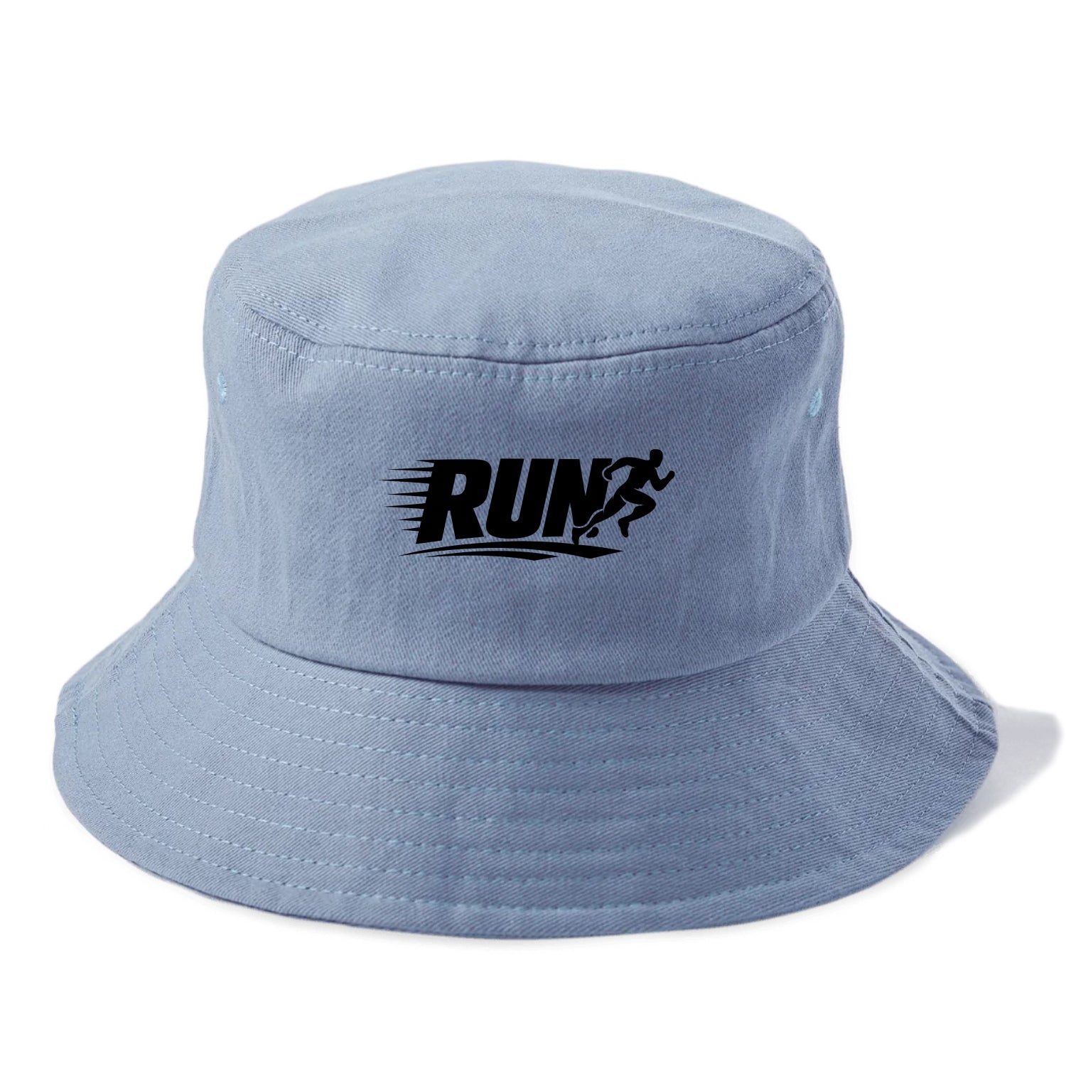 Bold typography design - "RUN" - cardio life, runner identity - Bucket Hat - Summer Sky(Blue)