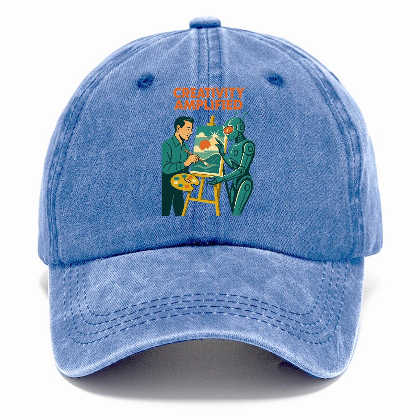 Artist and AI creating beautiful masterpiece together - "Creativity Amplified" - - Classic Cap - Summer Sky(Blue)