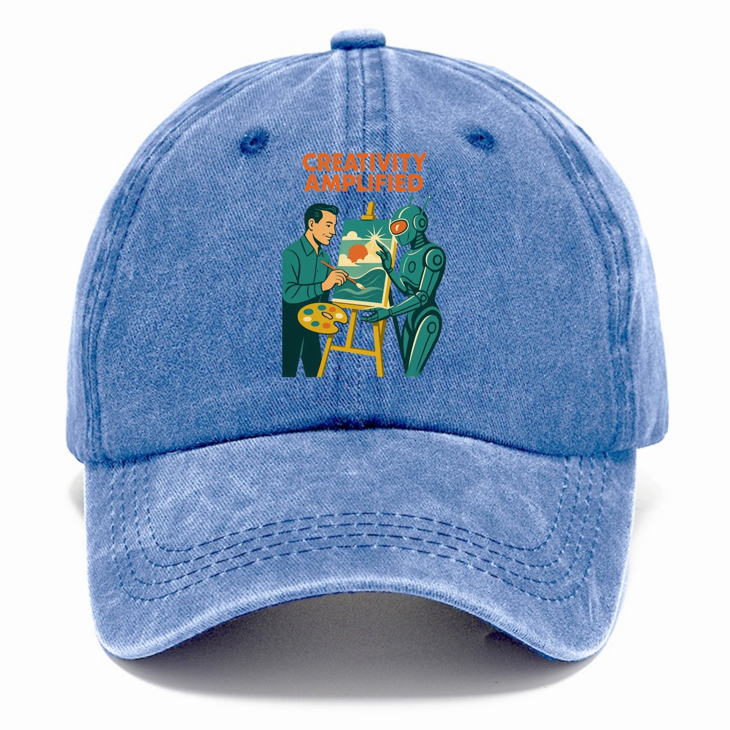 Artist and AI creating beautiful masterpiece together - "Creativity Amplified" - - Classic Cap - Summer Sky(Blue)