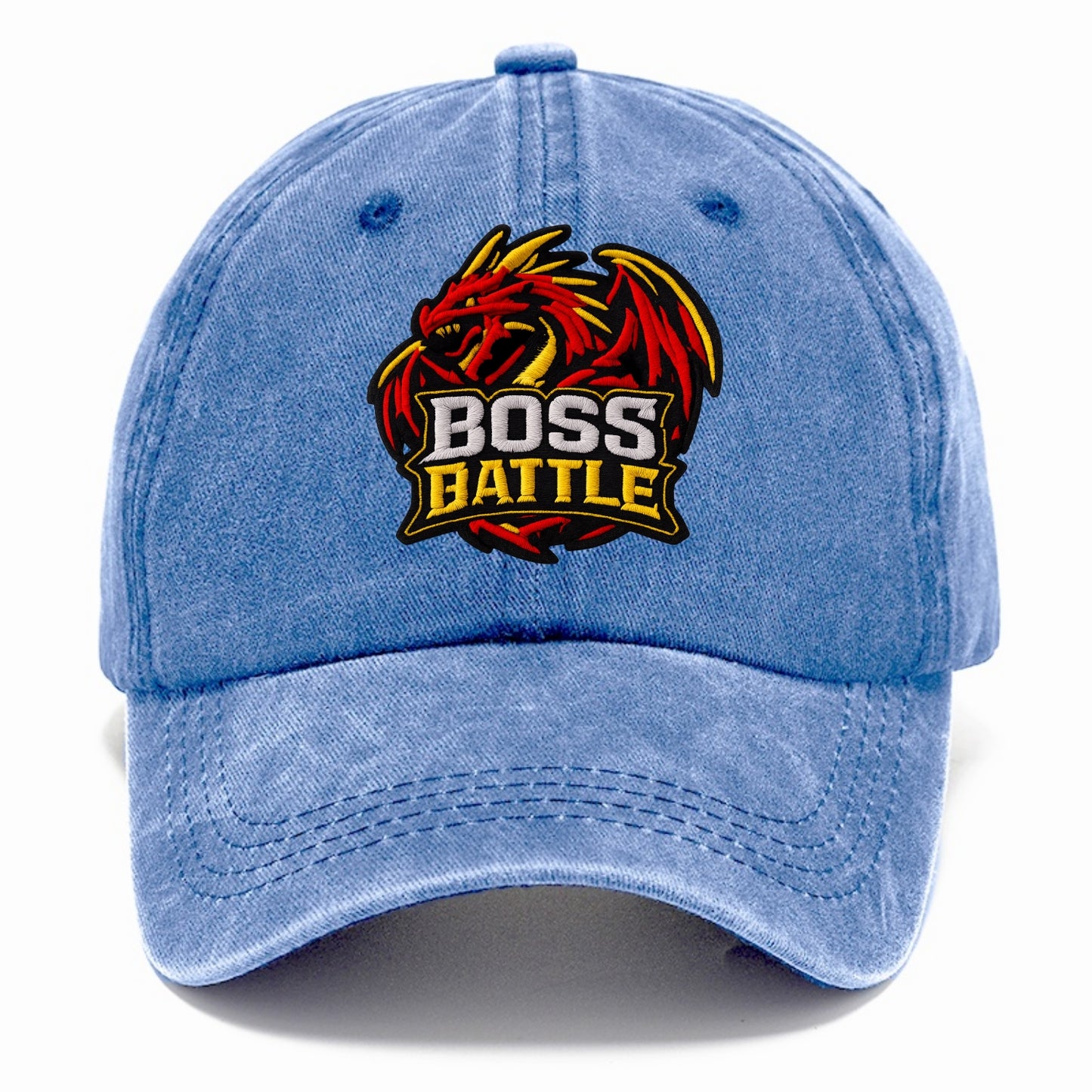 BOSS BATTLE - dragon silhouette in red and gold , raid - Classic Cap - Summer Sky(Blue)