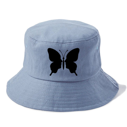 Butterfly wings - negative space reveals hidden faces or patterns - Bucket Hat - Summer Sky(Blue)
