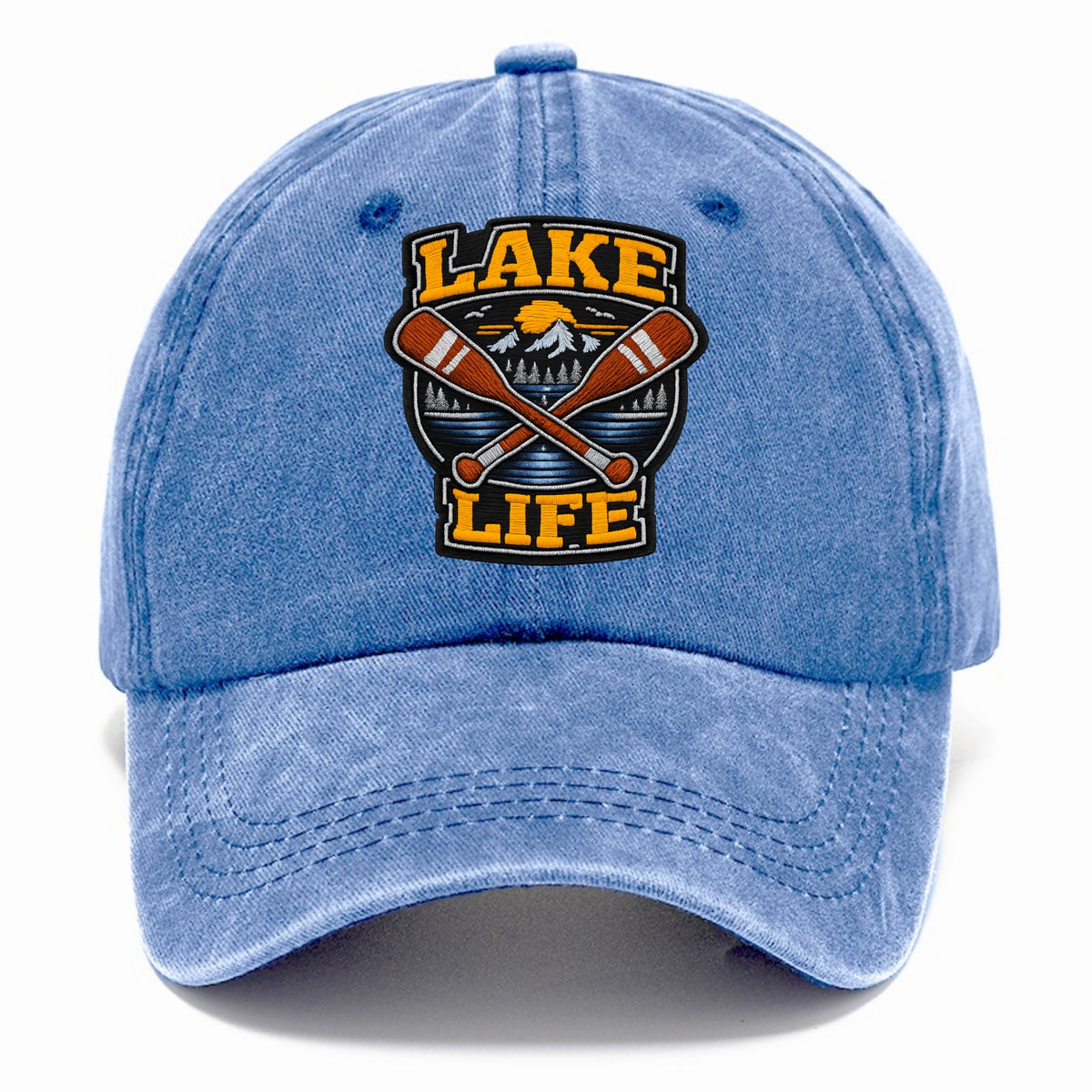 CANOE PADDLE - wooden paddle crossed in brown and cream , lake life - Classic Cap - Summer Sky(Blue)