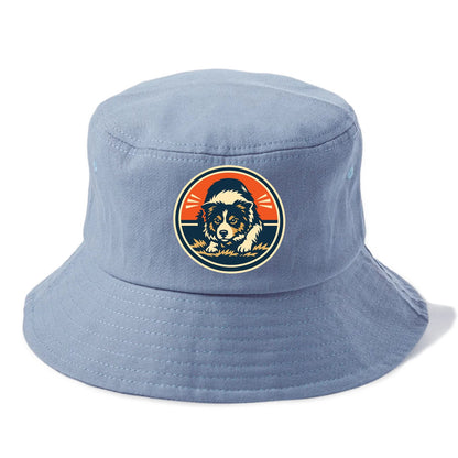 Focused Border Collie Emblem - Bucket Hat - Summer Sky(Blue)