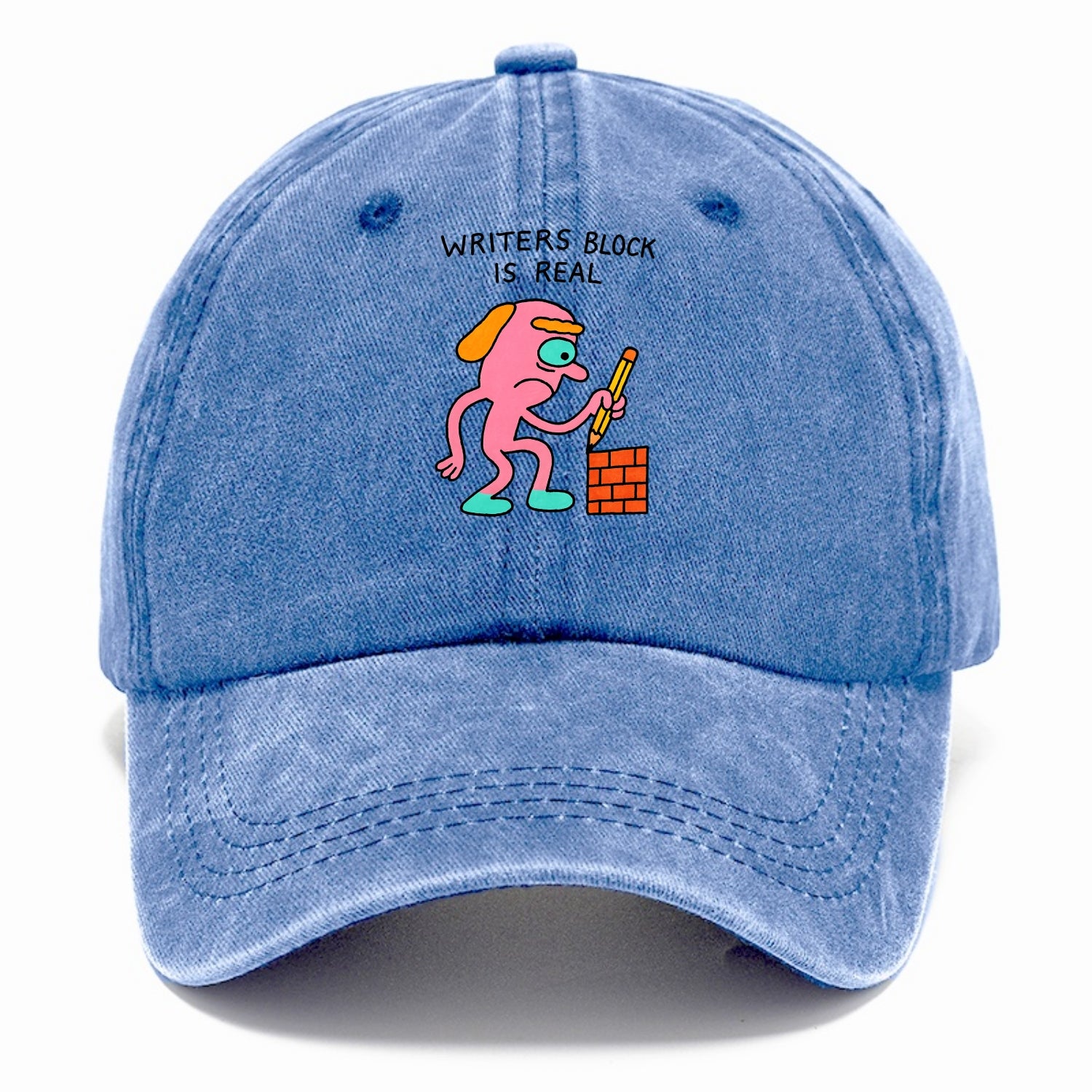 WRITERS BLOCK IS REAL | Brick wall with pencil - Classic Cap - Summer Sky(Blue)