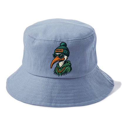 Coral Gables Ibis wearing Miami beanie with U patch - Bucket Hat - Summer Sky(Blue)