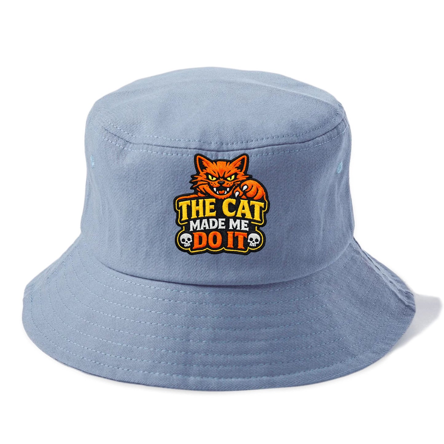 THE CAT MADE ME DO IT - mischievous cat in orange , blame the cat - Bucket Hat - Summer Sky(Blue)