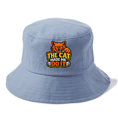 THE CAT MADE ME DO IT - mischievous cat in orange , blame the cat - Bucket Hat - Summer Sky(Blue)