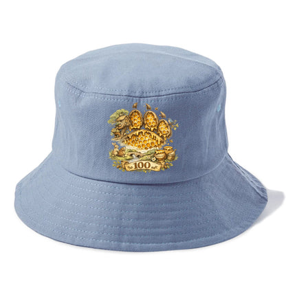 HONEY PAW | Bear paw print filled with honeycomb | Sticky evidence | Forest treasure - Bucket Hat - Summer Sky(Blue)