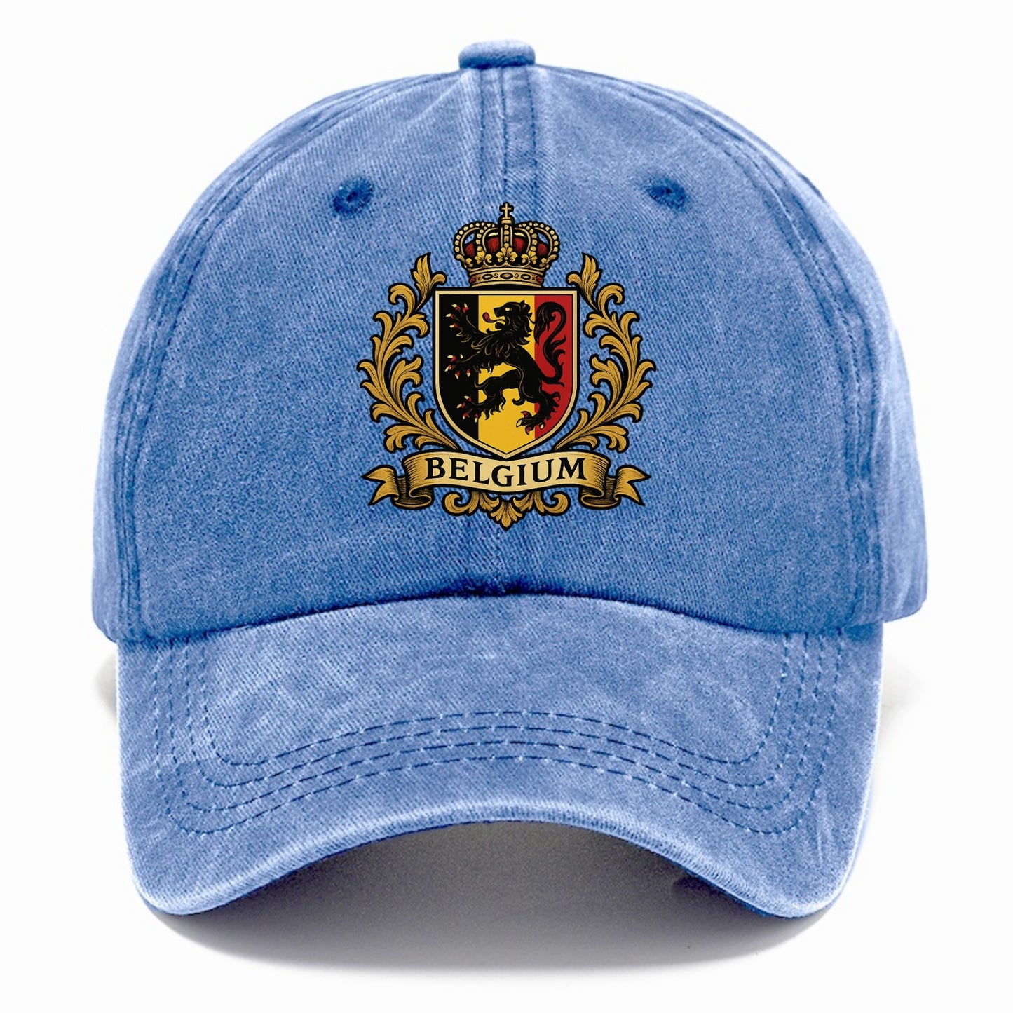 Belgium Lion Emblem (black Lion Rampant, Black/yellow/red Shield) Classic Cap - Summer Sky(Blue)