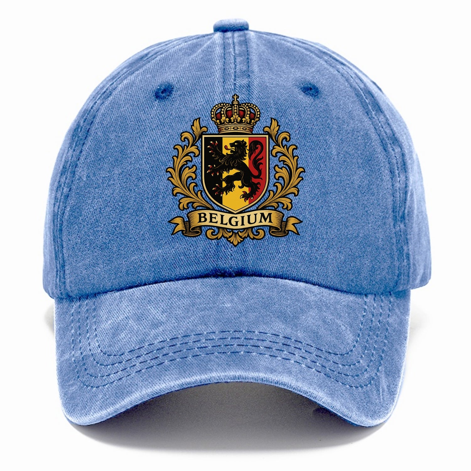Belgium Lion Emblem (black Lion Rampant, Black/yellow/red Shield) Classic Cap - Summer Sky(Blue)