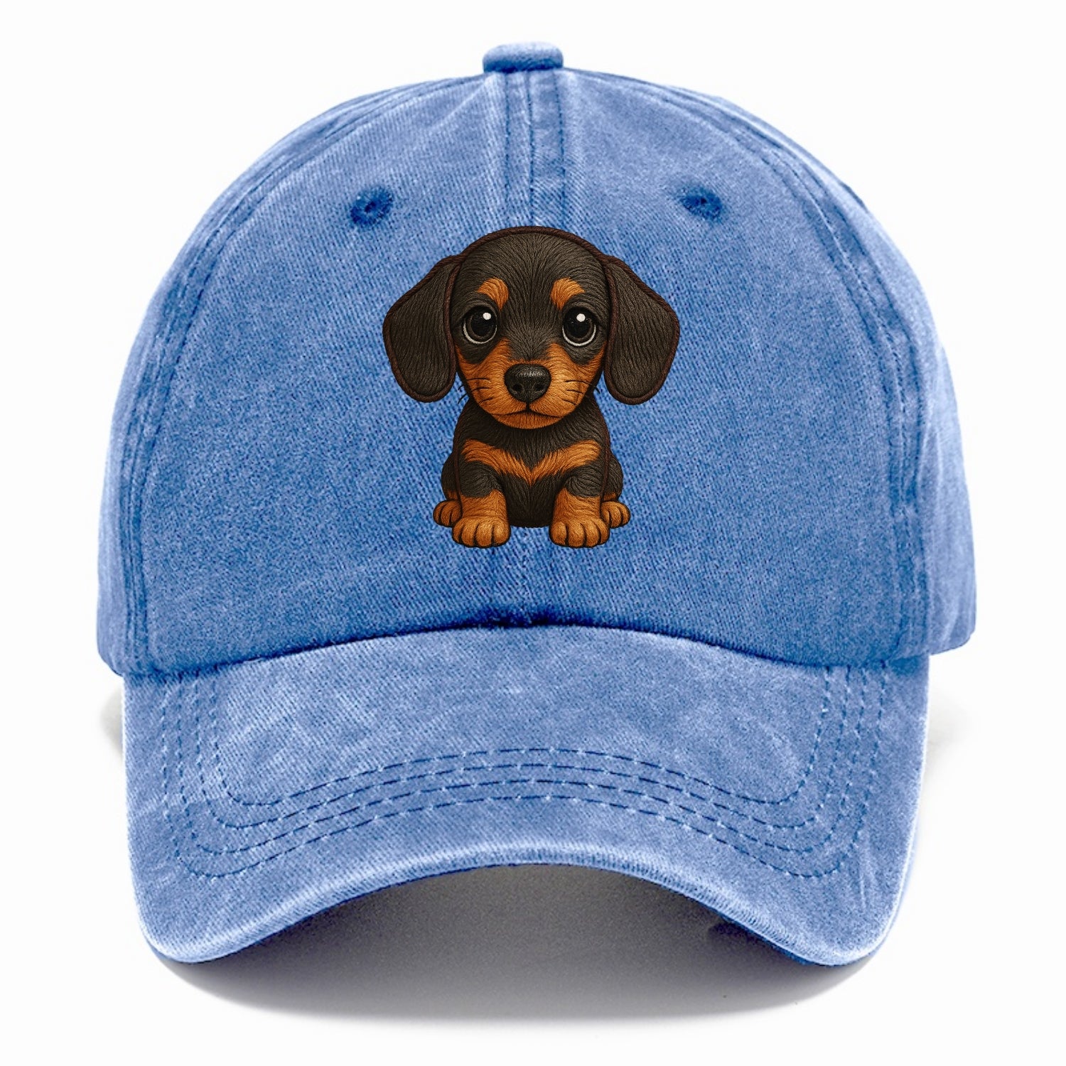 Baby Dachshund Puppy - long body, short legs, floppy ears, curious eyes, - Classic Cap - Summer Sky(Blue)